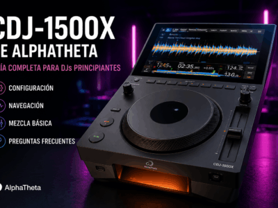 <p>Imagen destacada del artículo «Cómo usar el CDJ-1500X de AlphaTheta». Guía para configurar, navegar y realizar las primeras mezclas con este reproductor multimedia para DJ.</p>
